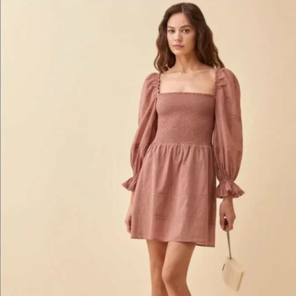 Reformation Dunes Praline Mini Dress Sz 0